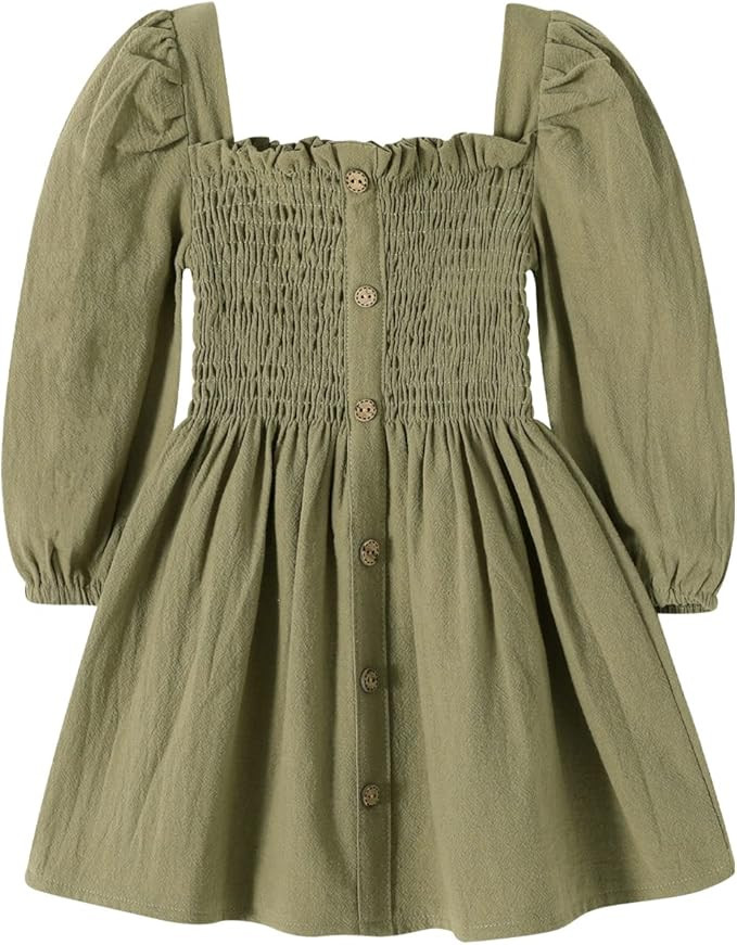 Happy Town Toddler Girl Dress Long Sleeve Play Wear Dress Baby Solid Color Casual Fall Winter Clo... | Amazon (US)