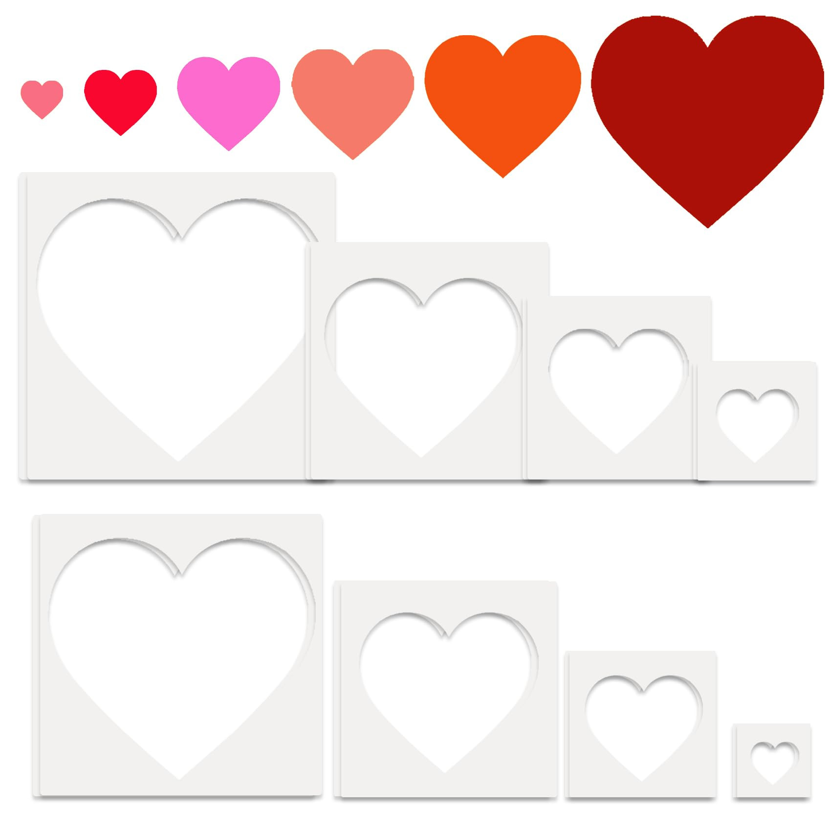 Valentines Day Heart Stencils for Painting on Wood,16 Pcs Plastic Large to Small Different Sizes ... | Amazon (US)