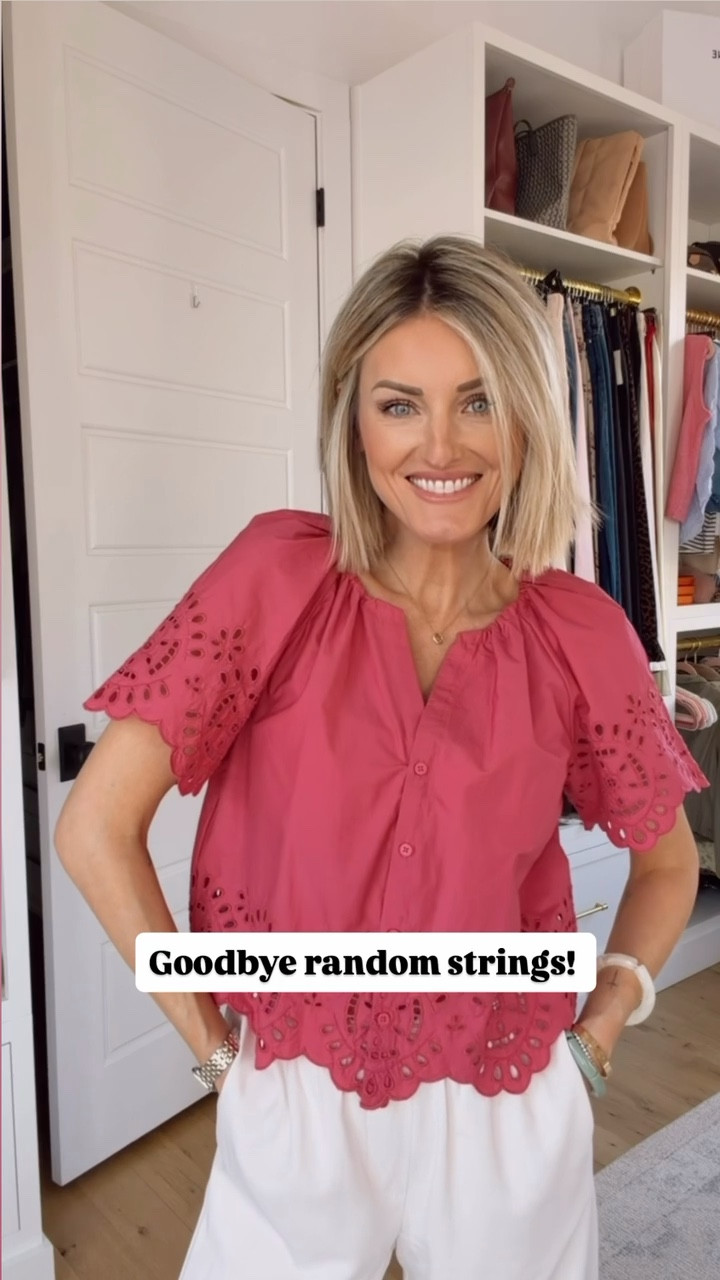 Love this pink blouse, but I hate strings on my tops! 🤣 I just decided to cut them, and I love how it turned out! Wearing XS in top & S in pants! 

Loverly Grey, Target, blouse, spring outfit, spring top, eyelet top 

#LTKSeasonal