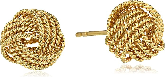Amazon Essentials Yellow Gold Plated Sterling Silver Twisted Love Knot Stud Earrings , (previousl... | Amazon (US)