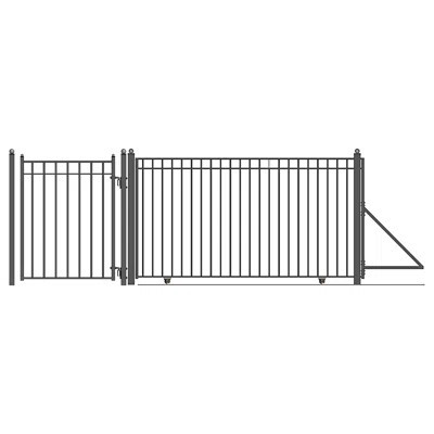 6 ft. H Madrid Steel Sliding Driveway Gate with Pedestrian Gate | Wayfair North America