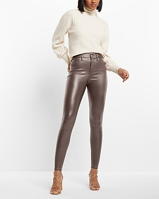 High Waisted Metallic Coated Skinny Jeans | Express