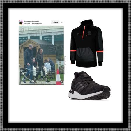 Kate Middleton at Windsor farm shop in umbro England rugby hoodie and adidas 20 Ultraboost sneakers 