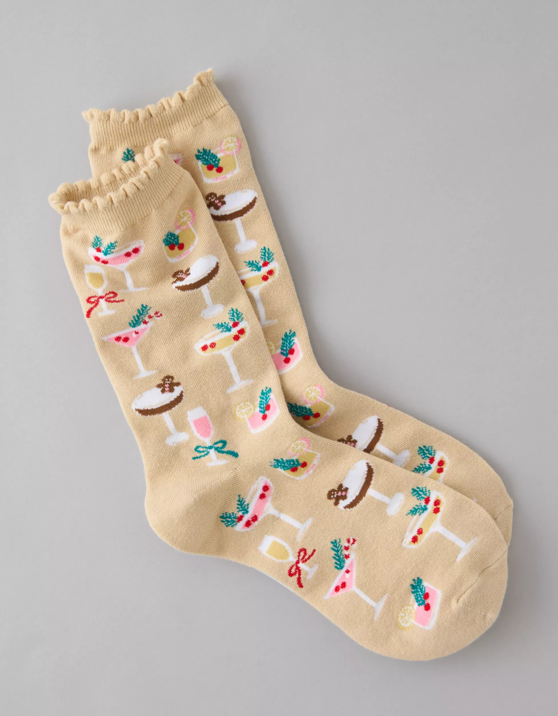 AE Christmas Cocktails Crew Socks | American Eagle Outfitters (US & CA)