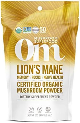 Om Mushroom Superfood Lion's Mane Organic Mushroom Powder, 3.5 Ounce, 50 Servings, Fruit Body and... | Amazon (US)