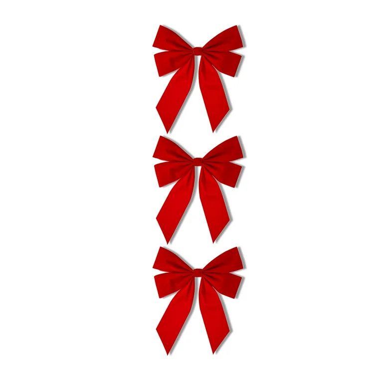 Red Velvet Bows, 3 Count, by Holiday Time - Walmart.com | Walmart (US)