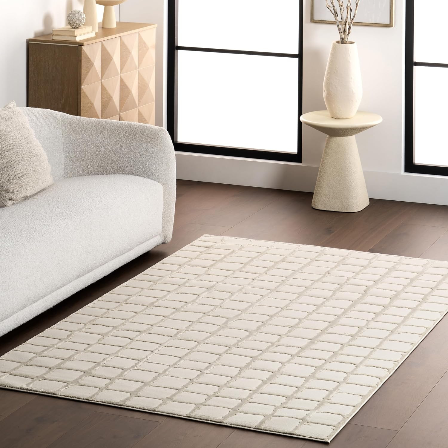 nuLOOM Eunice Beige Checkered Washable Area Rug, 5' x 8' | Amazon (US)