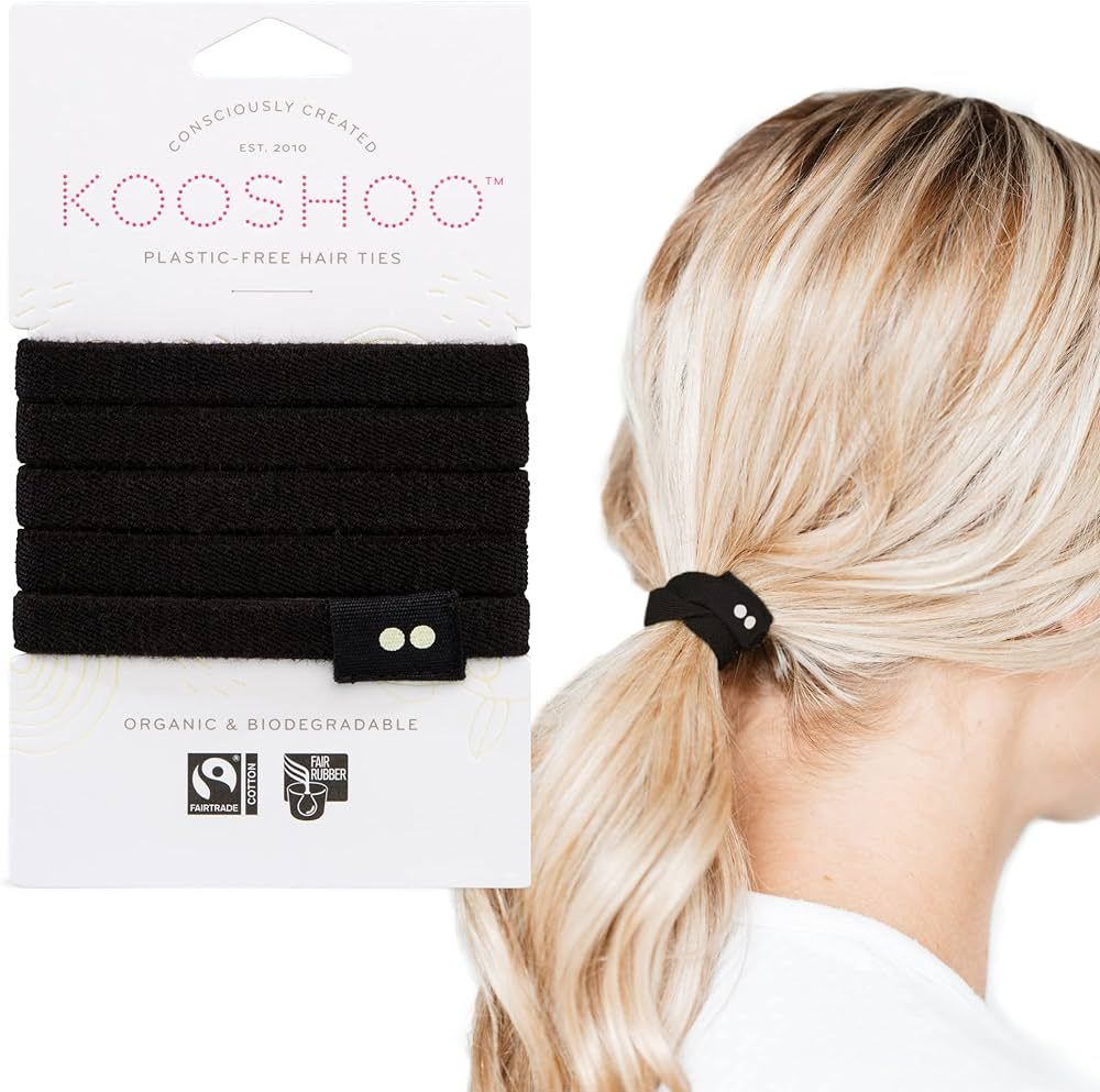 KOOSHOO Plastic-Free Flat Hair Ties - Organic Cotton Hair Ties For Girls, Hair Tie For Thick Hair... | Amazon (US)