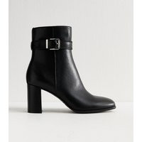 Women's Black Leather Buckled Ankle Boots New Look | New Look (UK)