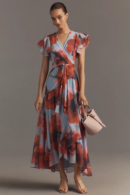 Hutch Zola Short-Sleeve Ruffle Wrap Midi Dress | Anthropologie (US)