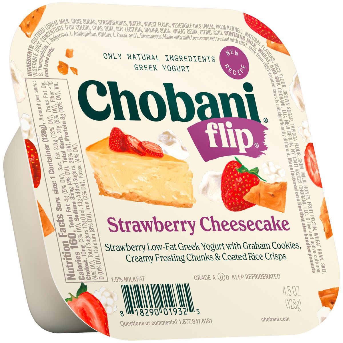 Chobani Flip Strawberry Cheesecake Low Fat Greek Yogurt - 4.5oz | Target