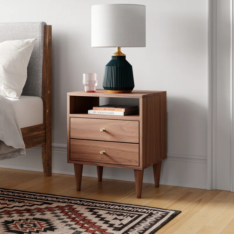 Mid Century Two-Drawer Nightstand | Wayfair North America