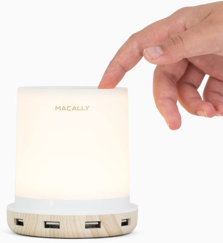 Macally Table Bedside Lamp with USB Ports - 4 Fast Charging Ports and Touch Control - USB Lamp wi... | Amazon (US)