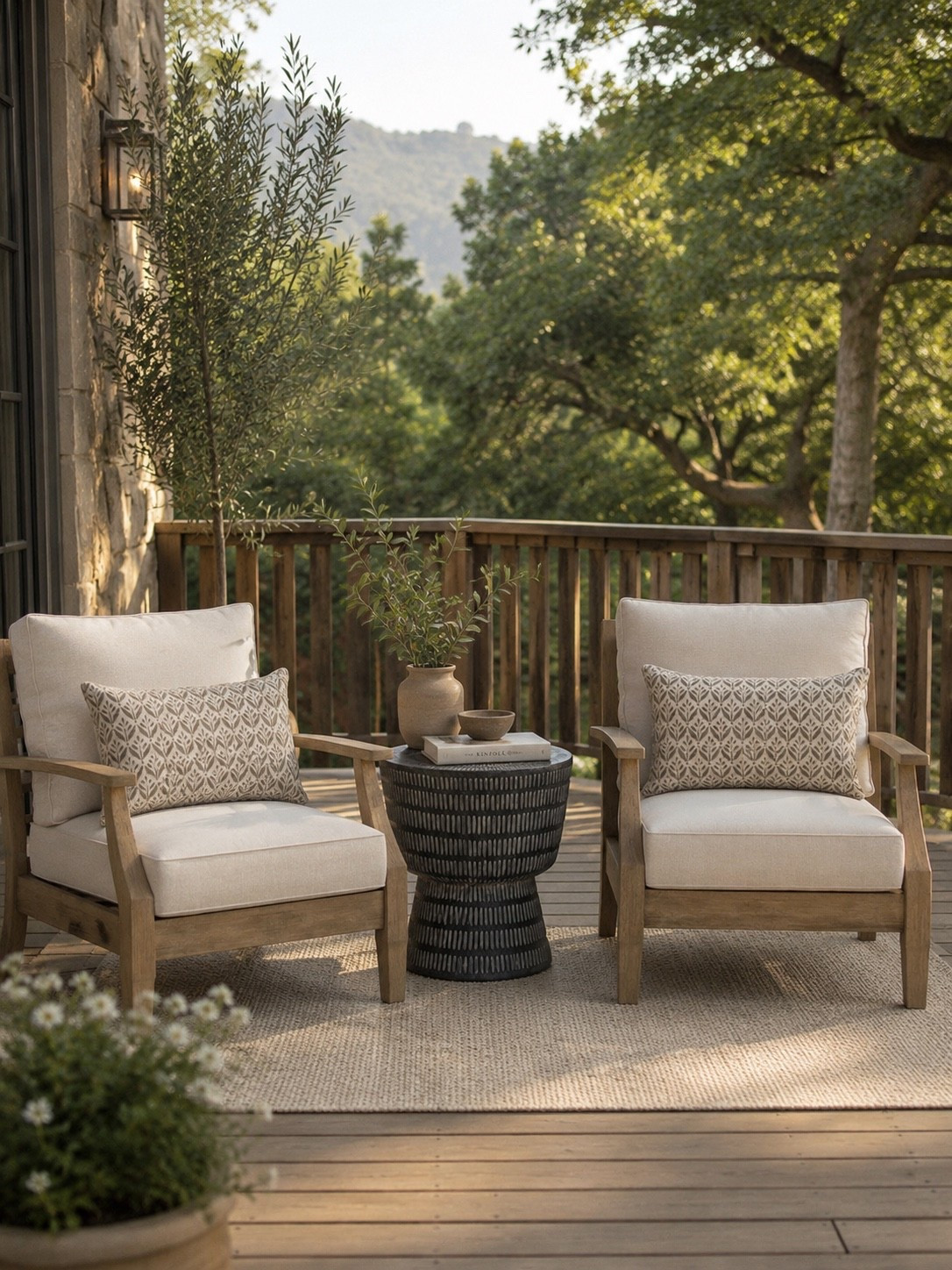 The Perfect Spot for Morning Coffee ☕🤍

A pair of cozy lounge chairs, a beautiful accent table, and peaceful views—sometimes that’s all you need. This inviting deck setup creates the perfect place to enjoy a slow morning, catch up with a friend, or unwind at the end of the day while soaking in the scenery. 🌿

I love the warm wood tones paired with soft neutral cushions and layered textures. It feels timeless, elevated, and effortlessly comfortable—exactly the kind of outdoor space that encourages you to linger a little longer.

Follow @farmtotablecreations on Instagram for more cozy home finds and elevated outdoor inspiration 🤍

#LTKHome #OutdoorLiving #DeckDecor #PatioInspiration #BackyardGoals #OutdoorFurniture #CozyHome #ModernFarmhouse #EuropeanFarmhouse #OutdoorDecor #FrontPorchStyle #HomeDecorFinds #NeutralDecor #OutdoorOasis #LTKStyle

#LTKHome #LTKSaleAlert
