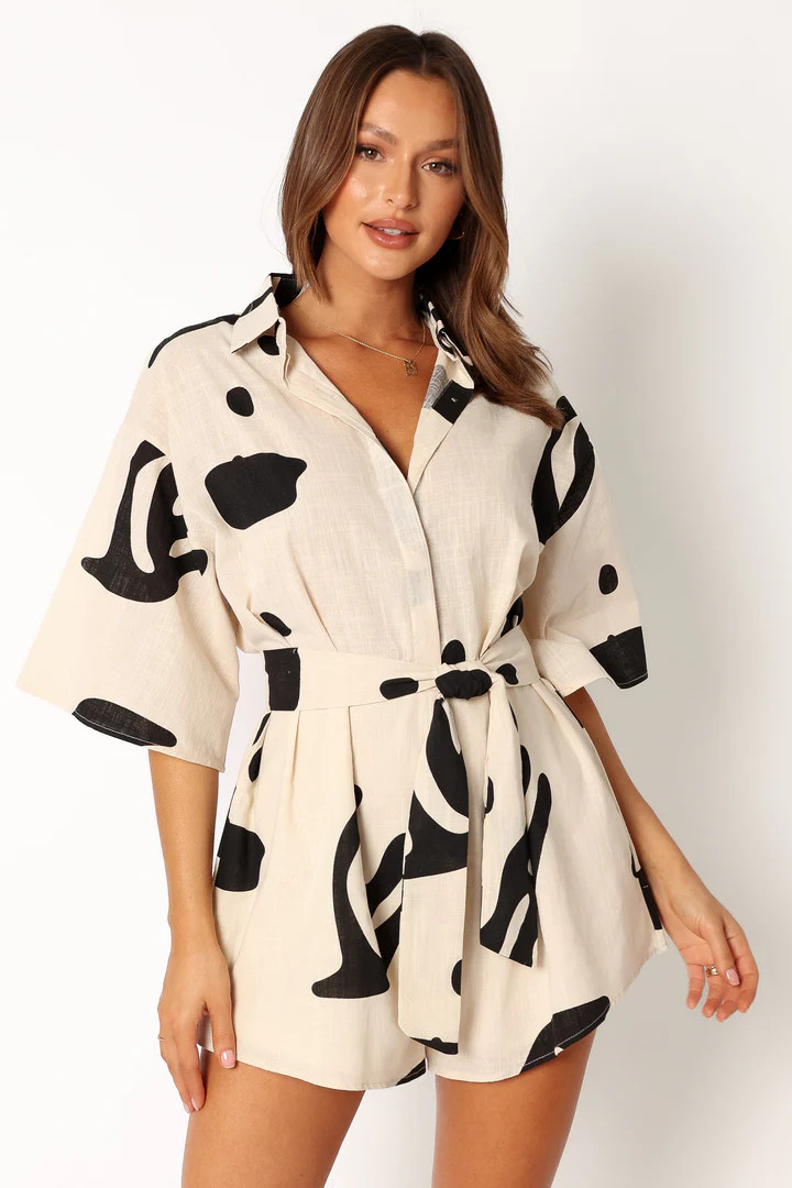 Kellie Romper - Beige Black | Petal & Pup (US)