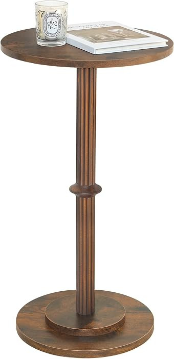 MaxSmeo Drink Table, Small Side Table for Small Spaces, Modern Round End Table with Fluted Wood L... | Amazon (US)