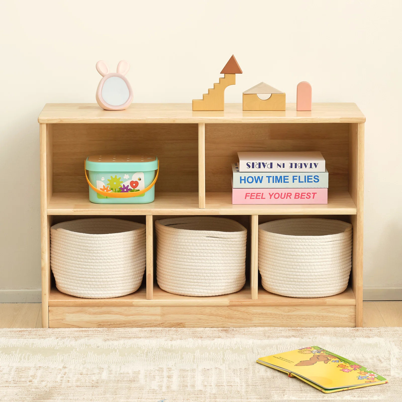 Rubber Wood 5-compartment Montessori Shelf, 35.4"lByLatitude Run®4.7Rated 4.7 out of 5 stars.85 ... | Wayfair North America