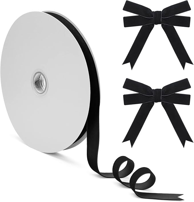 Black Velvet Ribbon 5/8 Inch×25Yd, Vintage Christmas Velvet Ribbon for Gift Wrapping, Wedding Pa... | Amazon (US)