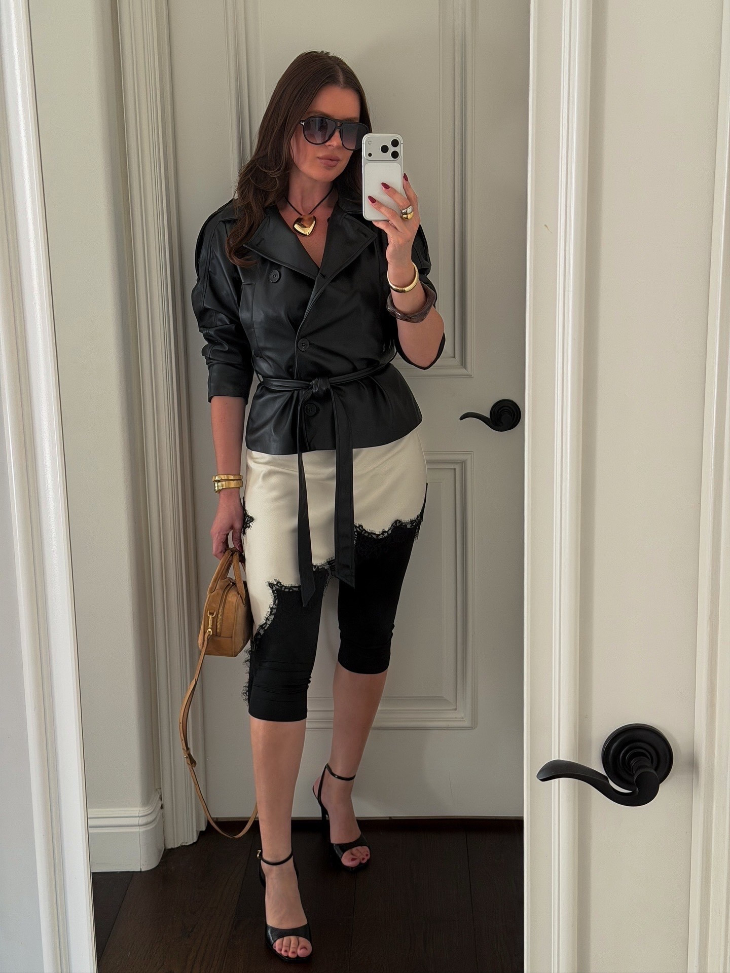Styling a black leather cropped belted trench coat with capri pants and a lace dress 
#falloutfit #trenchcoat #jacket #coat #outfit #capripants #lace #leather #suedebag

#LTKFindsUnder50 #LTKSeasonal #LTKFindsUnder100