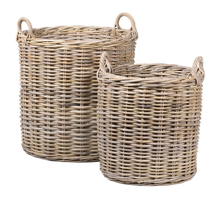 Portland Round Woven Tote Baskets, Set of 2 | Pottery Barn (US)