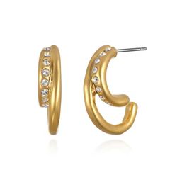 Aubrey Sculpted Pavé  Demi-Hoop Earrings | Sequin