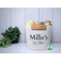 Personalized Dog Toy Basket Funny - Cotton Coiled Rope Leather Handles For Dogs Cats | Etsy (US)