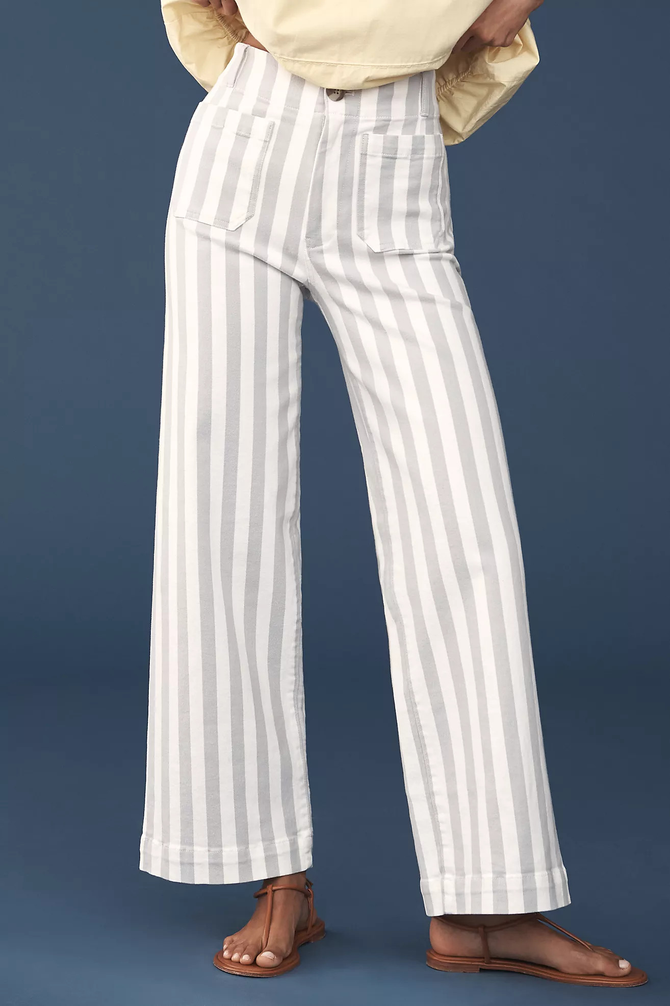 The Colette Striped Full-Length Wide-Leg Pants by Maeve | Anthropologie (US)