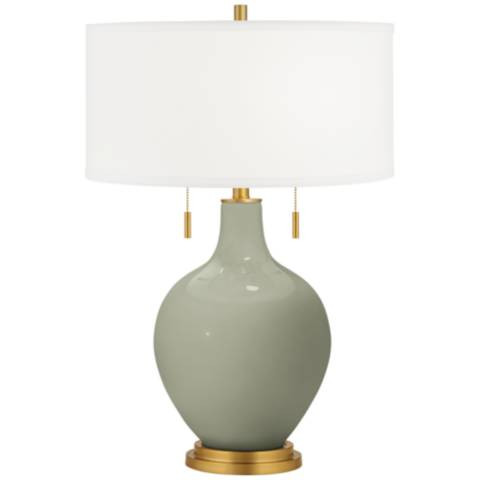 Color Plus Toby Brass 28" High Evergreen Fog Green Table Lamp | Lamps Plus