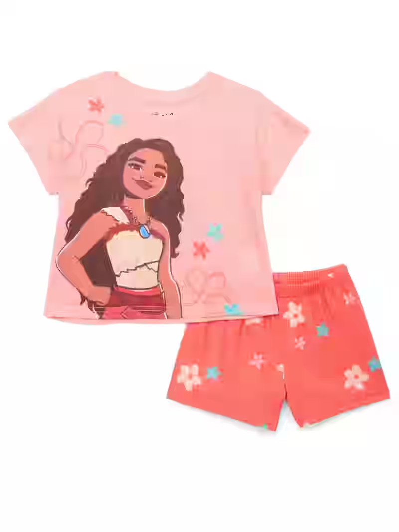 Moana Girls Top and Shorts Pajama Set, 2-Piece, Sizes 4-12 | Walmart (US)