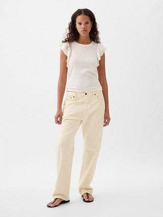 Essential Rib Flutter Sleeve Shirt | Gap (US)