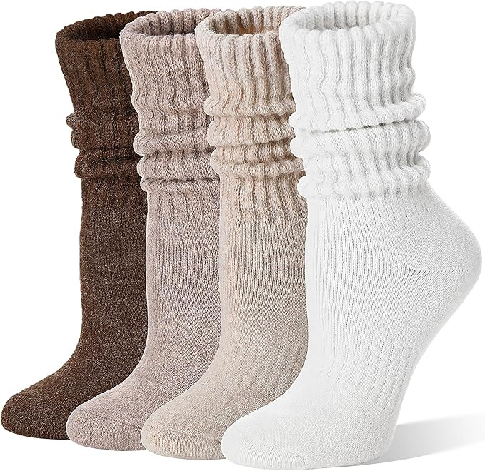 EBMORE Merino Wool Slouch Boot Socks Thermal Warm Winter Thick Scrunch Cozy Crew Socks for Women ... | Amazon (US)