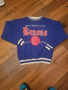 Vintage 90s Kansas University Sweatshirt Size L blue Rare  | eBay | eBay AU