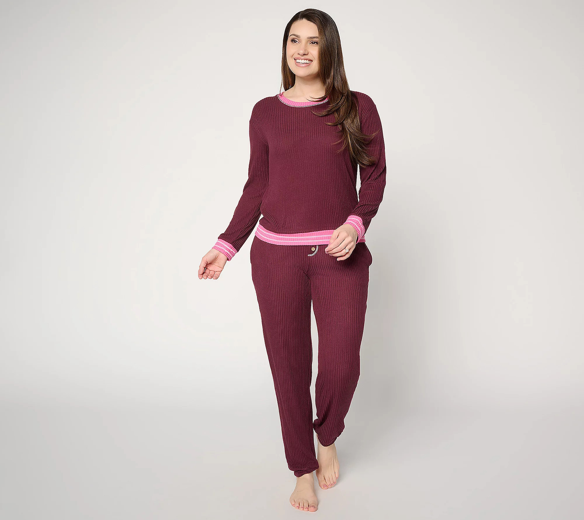 MUK LUKS Ribbed Butterknit Heart Lounge Set | QVC