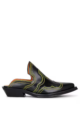 Ganni Embroidered Western Mule in Black. - size 37 (also in 36, 38) | Revolve Clothing (Global)