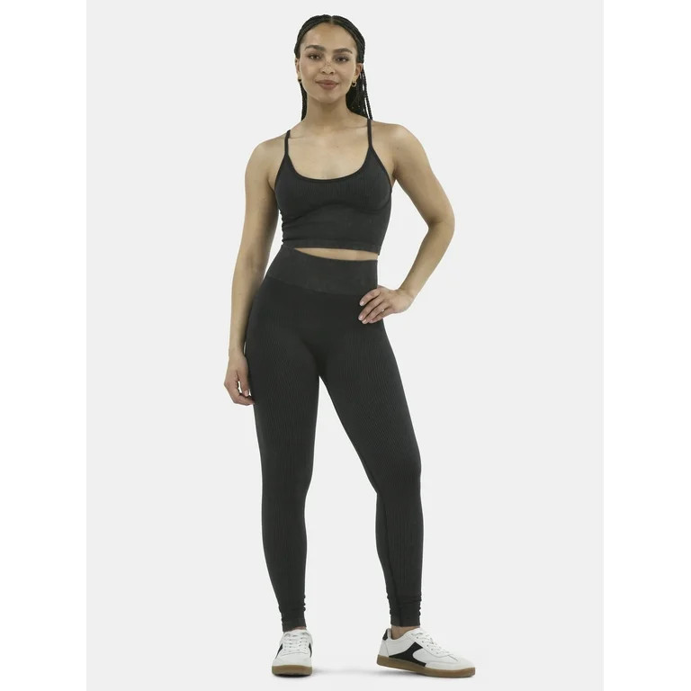 No Boundaries Active Corset Seamless Sports Bra and Leggings Set, 2-Piece, Women's | Walmart (US)