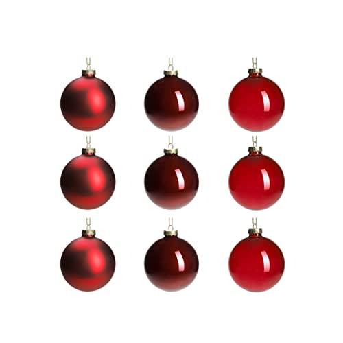 DN DECONATION Deep Red Glass Christmas Ball Ornaments, 3.15” Hanging Christmas Baubles for Xmas Tree Decoration, Set of 9 Decor for Holiday, Halloween, Wedding Party Gift | Amazon (US)