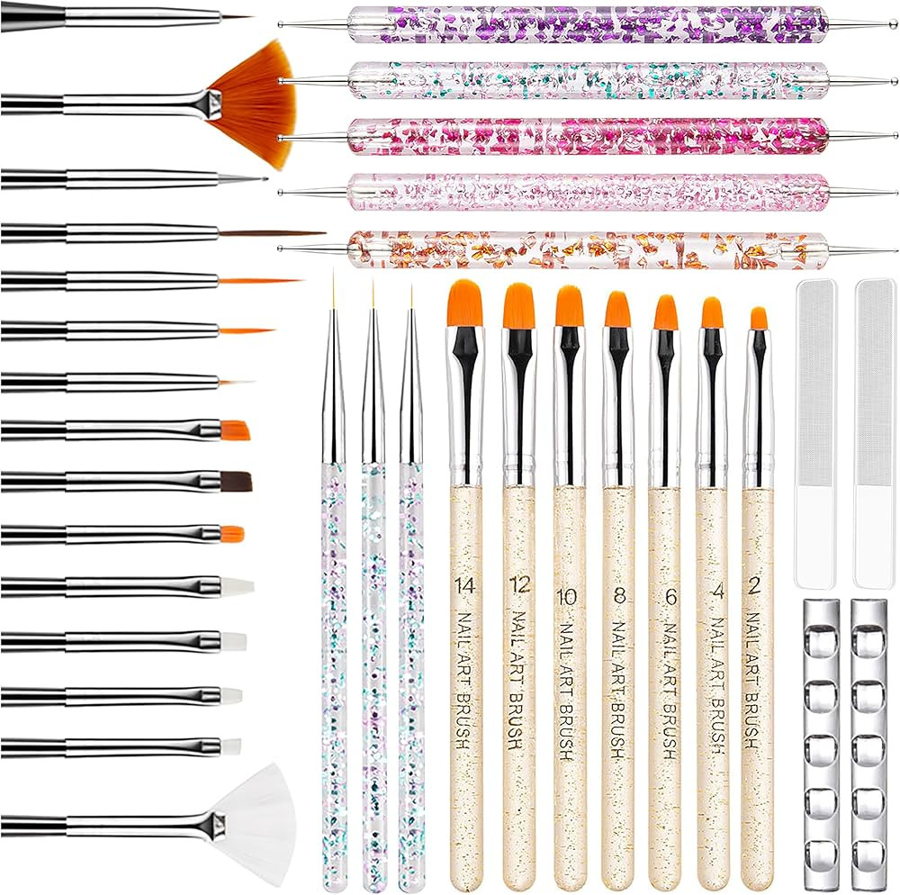 MYR 34Pcs Nail Art Brushes, Nail Art Brush Set, Nail Art Tools, including Nail Design Brushes, Na... | Amazon (US)
