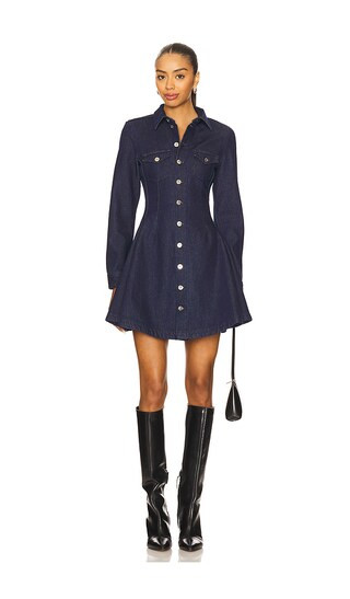 Long Sleeve Mini Shirt Dress in Blue | Revolve Clothing (Global)