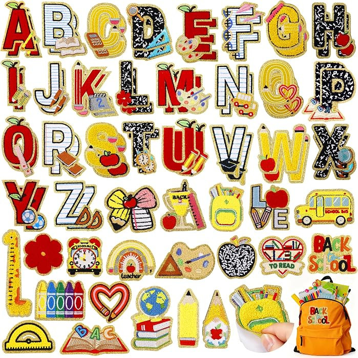 72 Pcs Back to School Patches Self-Adhesive Chenille Letter Patch | Amazon (US)