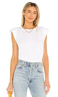 7 For All Mankind Shoulder Pad Tee in White from Revolve.com | Revolve Clothing (Global)