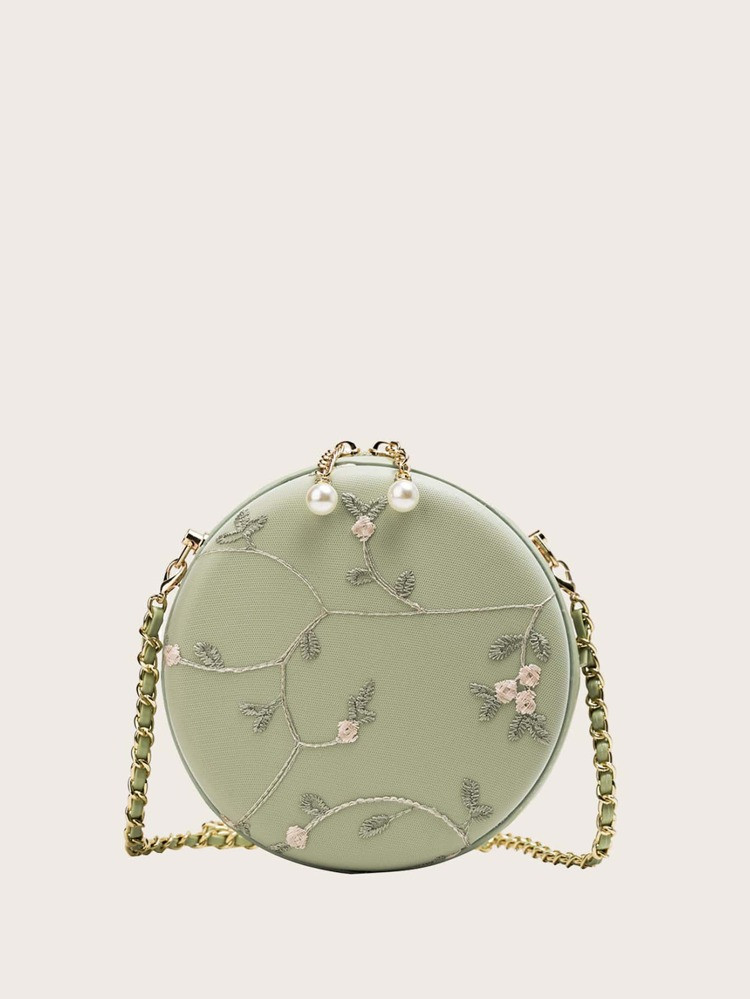 Floral Embroidered Chain Crossbody Bag | SHEIN