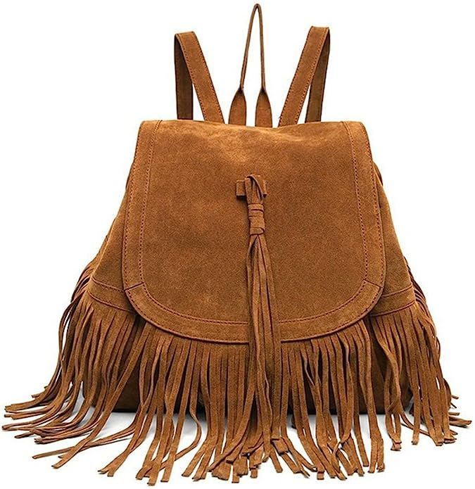 Amazon.com: LUI SUI Women Backpack Purse Suede Fringed Tassel Shoulder Bag Fashion PU Leather Tra... | Amazon (US)