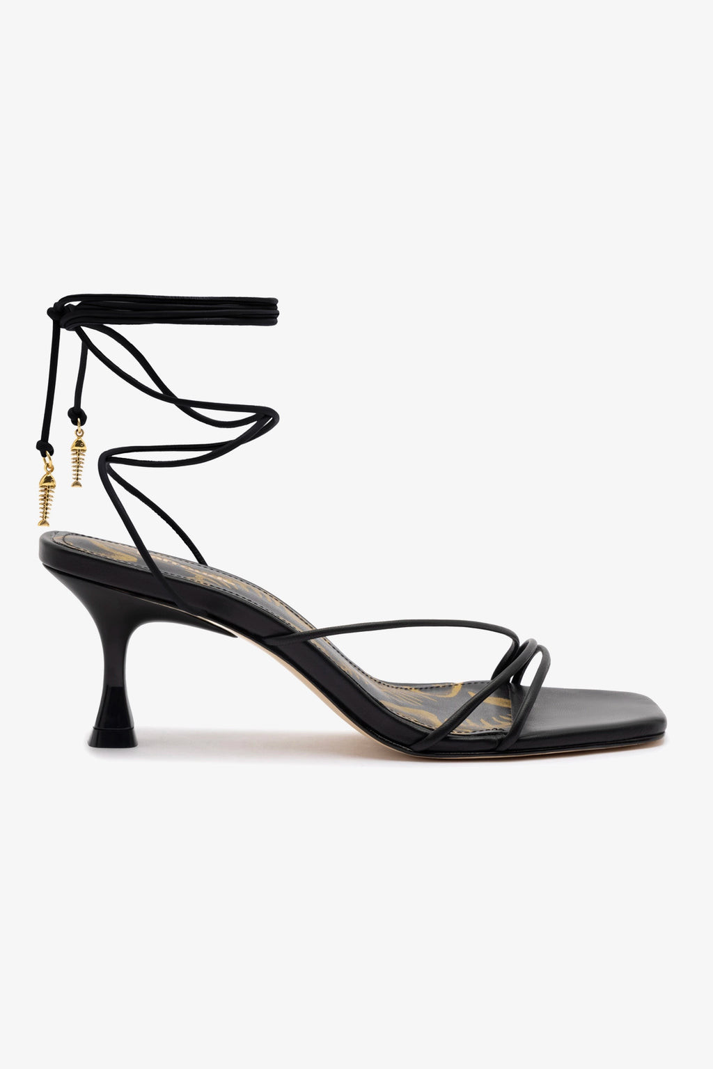 Nadia Sandal In Black Leather | Larroude