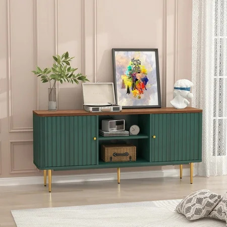 HLR Modern Fluted 55" TV Stand for 65 Inch TV with Storage, Entertainment Center for Living Room, Green | Walmart (US)