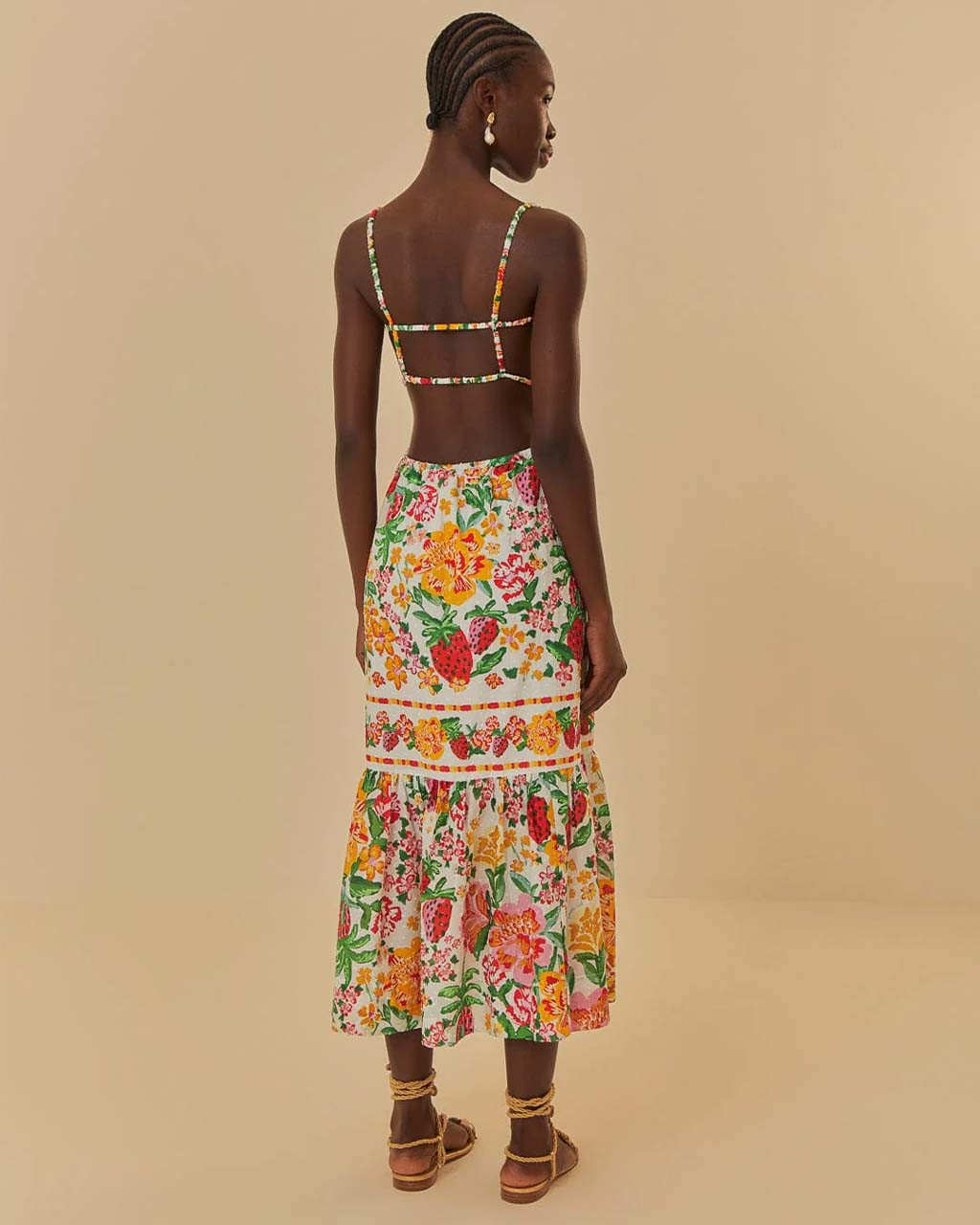 White Floral Sketch Midi Dress | ban.do