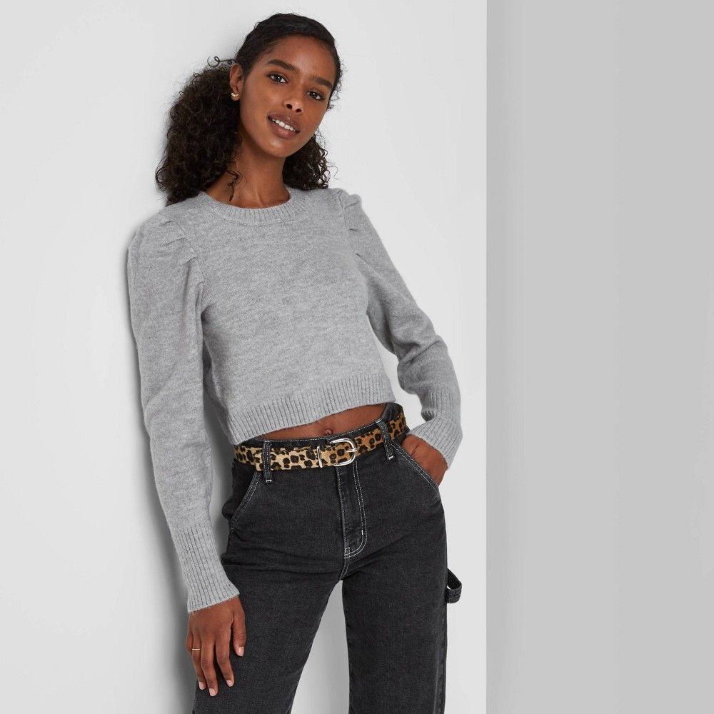 Women's Puff Sleeve Crewneck Pullover Sweater - Wild Fable™ | Target