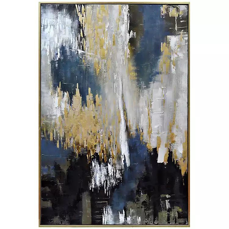 Blue and Gold Abstract Framed Canvas Art Print | Kirkland's Home