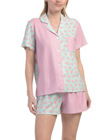 2pc Rose And Stripe Secret Garden Pajama Set | TJ Maxx