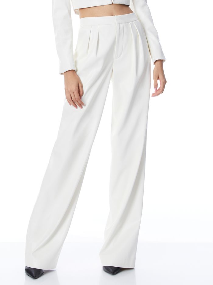 POMPEY VEGAN LEATHER HIGH WAISTED PLEATED PANT | Alice + Olivia