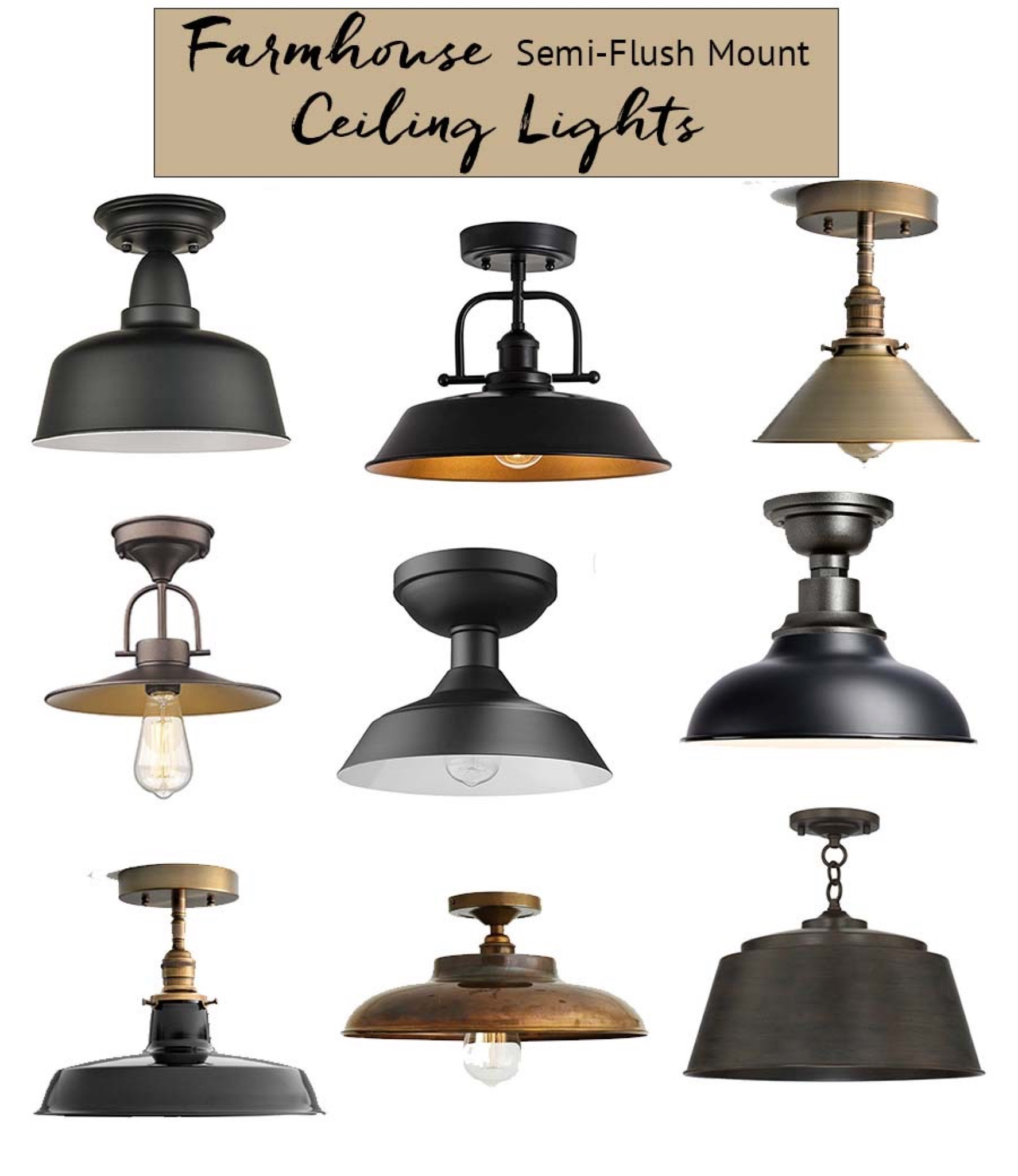 Farmhouse semi flush mount deals ceiling light